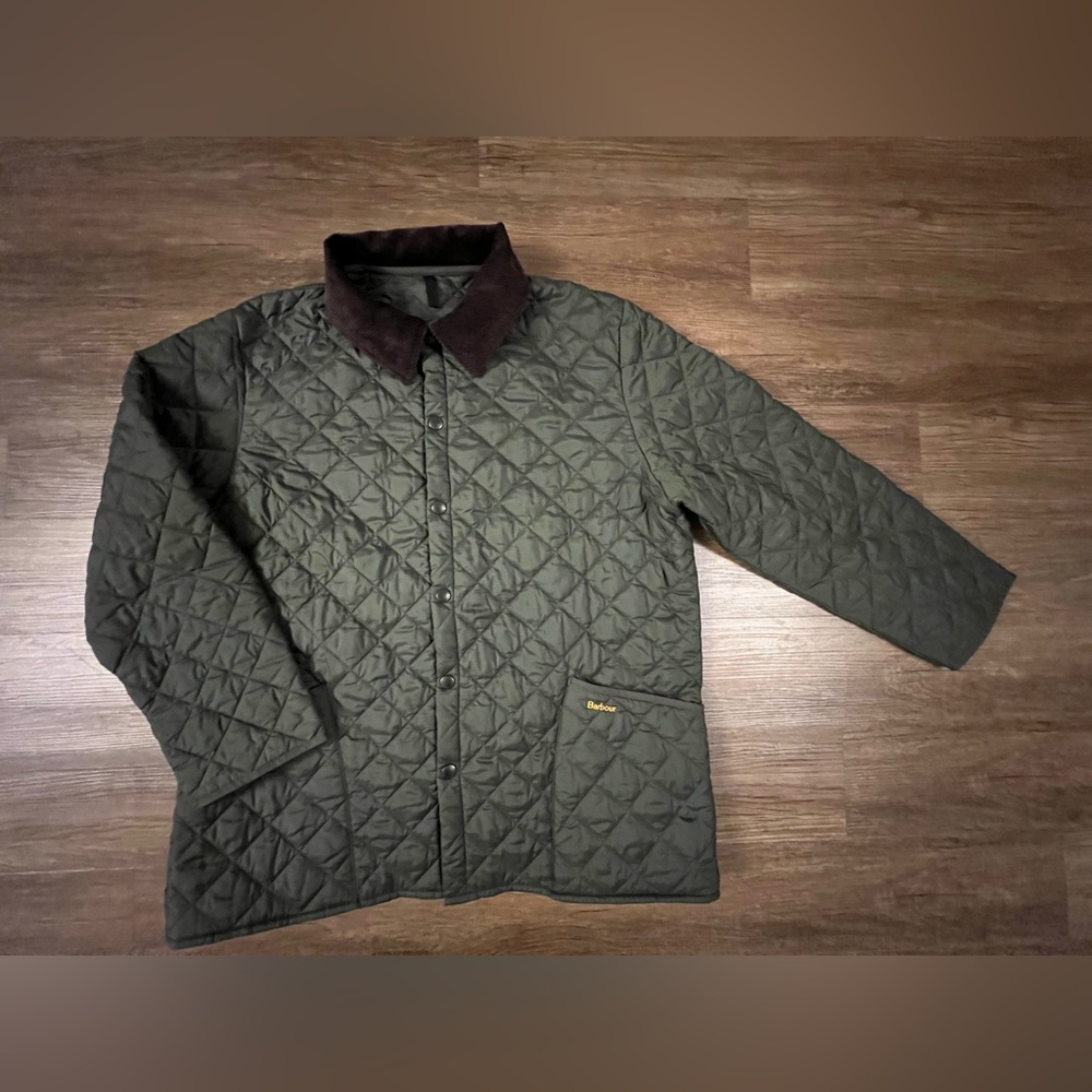 Barbour Jacket Men XXL Green Heritage Liddesdale Quilted Snap‎ Coat Insulated G4
